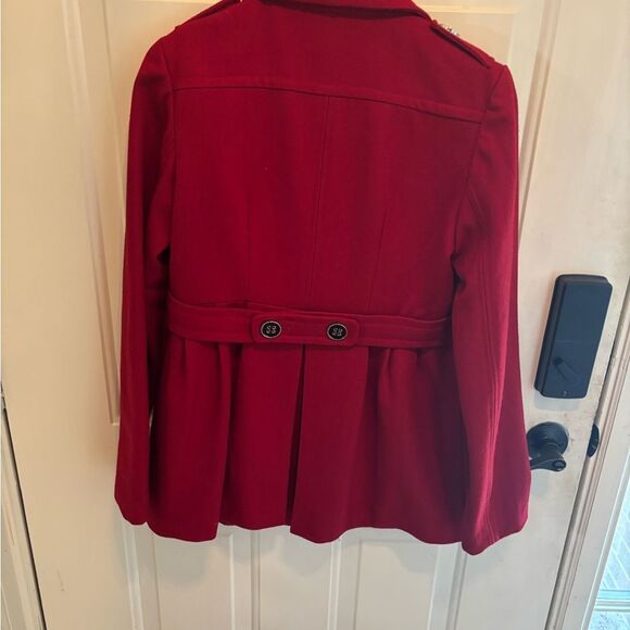 Green with Envy Red Double-Breasted Pea Coat - Picture 4 of 5